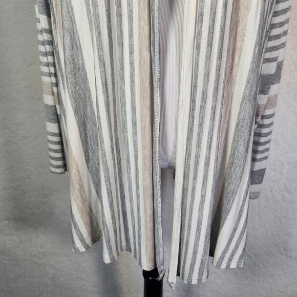 Soft Surroundings Open Front Cardigan PL Pastel Striped Beach Lagenlook - Picture 4 of 9
